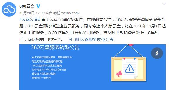 360雲(yun) 盤公告 360雲(yun) 盤公告
